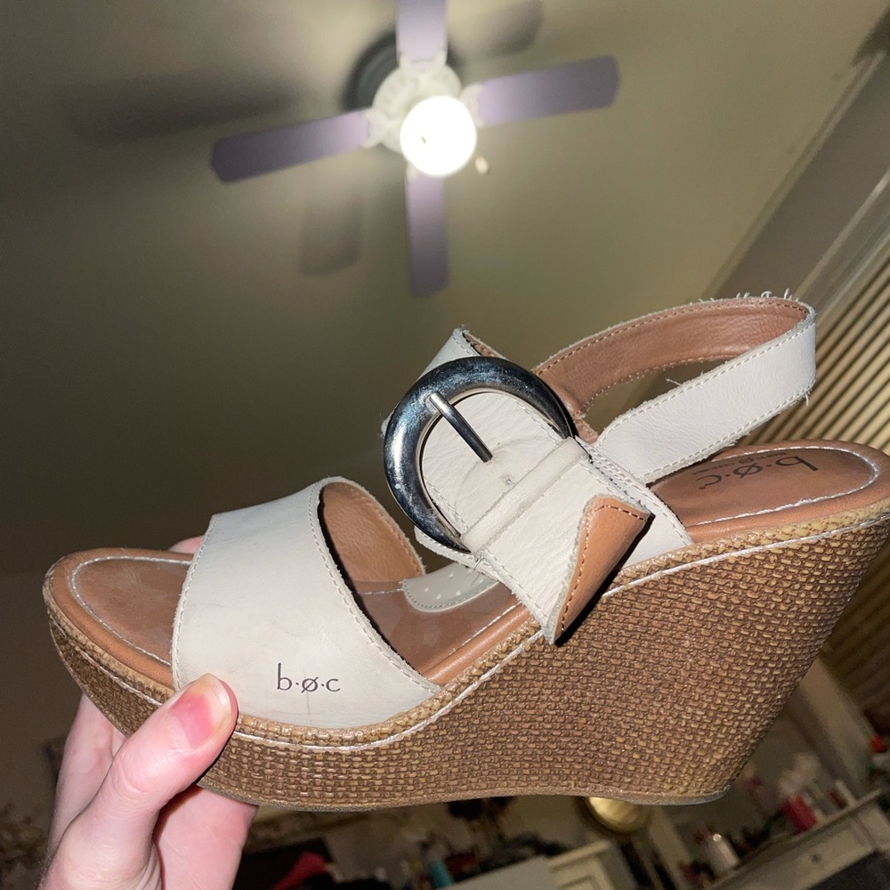 tan wedges with heel by BOC